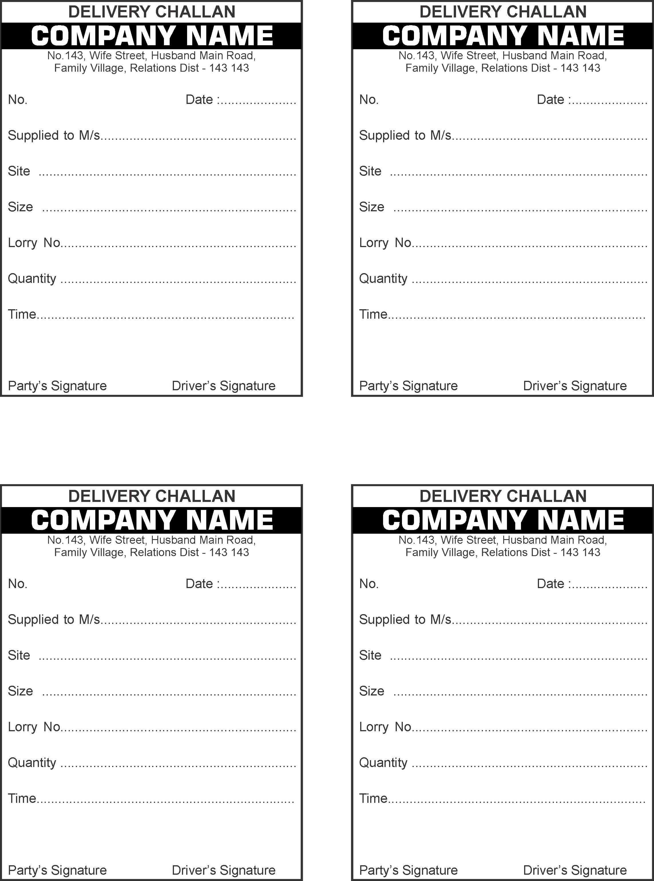 Compact Delivery Challan 1 by 16 Size